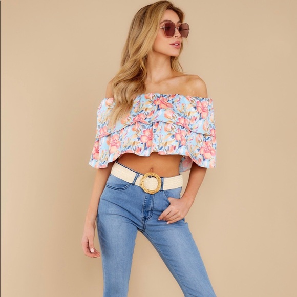 Keeping Secrets Pink Floral Print Crop Top - Picture 2 of 4
